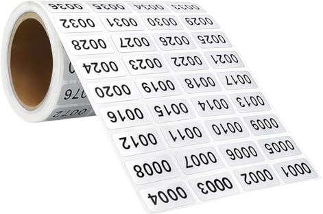 Lezevn Consecutive Number Label Stickers Black White Self-Adhesive Classification Sticker Waterproof Inventory Number Stickers for Storage Supplies (0001 to 2000)