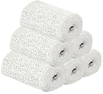 ASSISTICA Plaster Bandages for Crafting • Pack of 6 Plaster Cloth Rolls incl. E-Book and Sandpaper • 10 x 300 cm Medical Grade White Gauze Strips for Body Casts for Belly Casting, Art, Craft