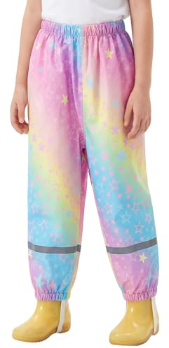 Baogaier Boys Girls Waterproof Trousers Kids Rain Pants for 1-10 Years | Lightweight Mud Proof Pants, with Reflective Strips, Elastic Waist, Outdoor Nursery Runs Forest School Play Cycling Rainwear