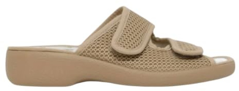 Garzón - Garzon - Zapatillas de Casa Abiertas para Mujer, Modelo 3210.113, Tejido Rejilla Transpirable y Fresca, Doble Tira Ajustable, Color Beig Genovina - Textil