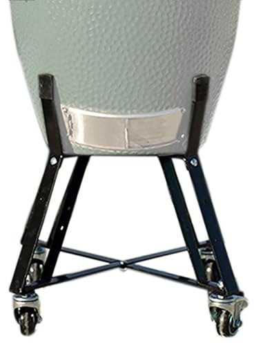 Rolling Cart Nest With Heavy Duty Locking Caster Wheels Powder Coated Steel Rolling Outdoor Cart For Large Big Green Egg Kamado Classic Joe Grill Stand Cooking Accessories Raise Egg Round Pit