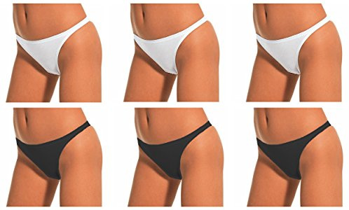 6 Slip tanga donna l'altra COTONELLA cotone elastico 3161 (4, 3BIANCHI/3NERI)