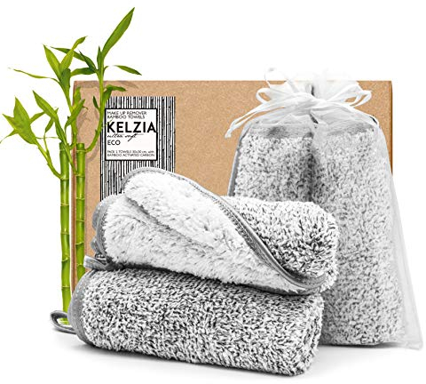 Panno struccanti riutilizzabili - CARBONE ATTIVO IN BAMBÙ e microfibra (confezione da 2) lavabili-Tutti i tipi di pelle-Struccanti per il viso ECO