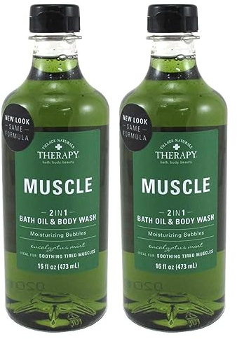 Village Nat. Bath Oil & Body Wash 2In1 Muscle 16 Ounce (Pack of 2)