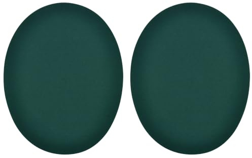 celloexpress Dark Green Faux Suede Elbow Patches Iron-On (2 Pairs) | 140mm x 110mm Oval Patch for Knees Repair Jacket Jumper DIY Clothing