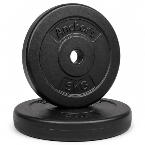 Weight plate disc vinyl (1 inch) weights set for lifting Dumbbell bars strength training home gym fitness workout 2.5kg, 5kg, 10kg, 20kg set (5kg x 2 = 10kg)
