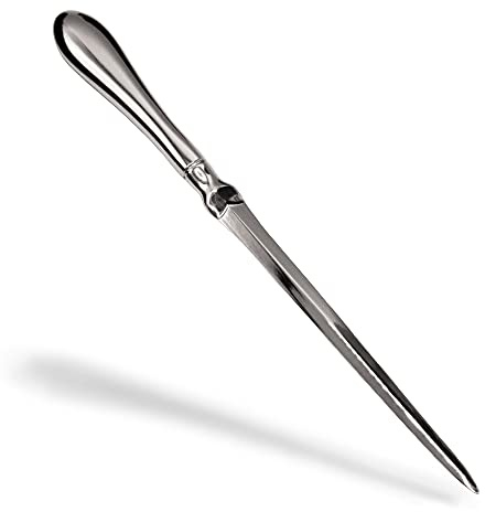 Uncommon Desks Silver Letter Opener Knife - Smooth Metal Plated Envelope Opener - Ergonomic Rounded Handle for Comfort - Home and Office Mail Supplies - 1 Pack