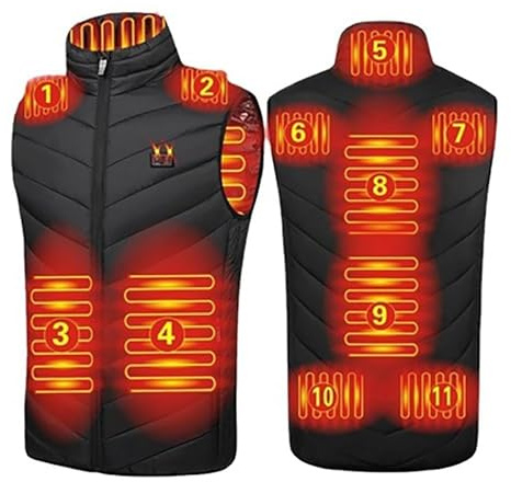 Gilet chauffant électrique USB pour extérieur, moto, camping, pêche, ski, noir, XX-Large
