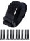Hook and Loop Cable Straps, Black Self-Adhesive Nylon Cable Ties Securing with Buckles,Adjustable Reusable Cinch Heavy Duty Fastening Straps Short, 1 x 8 Pack of 10 (25x200mm)