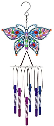 Eari Carillón de viento de Mariposa, Carillones Viento en la Pared, Diamond Art Kit Para Bricolaje, Aplicar para Exterior, Terraza, Decoración del Hogar