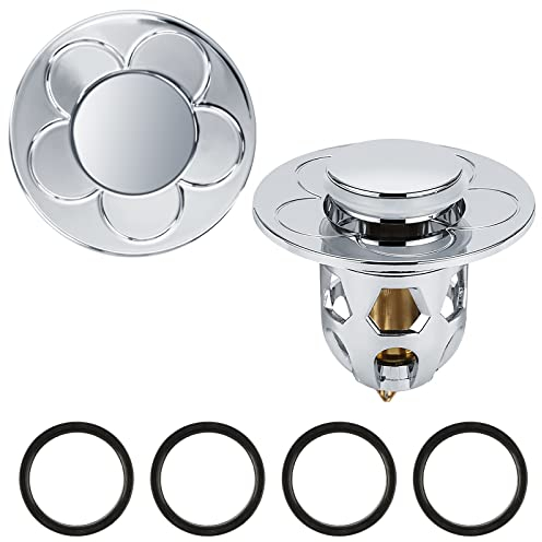 Abflussstopfen Waschbecken 2 Stück,RUNEAY Waschbeckenstöpsel Pop Up Universelle Abflusssieb mit Anti Clogging Sieb für Waschbecken Badewanne Küche,Ø 34-40mm,Silber