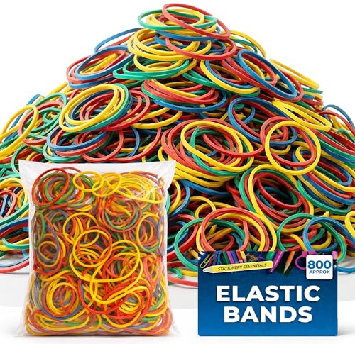 SOL 800pk Coloured Elastic Bands - Thick Rubber Bands, Assorted Sizes