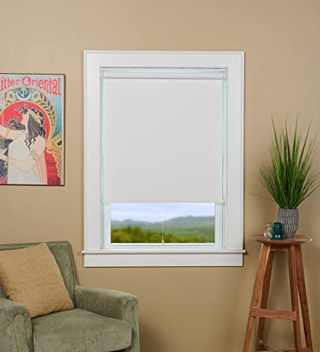 Green Mountain Vista Linen Cordless Blackout Roller Shade-Window Blind with Thermal Insulated UV Protection Fabric 26 W x 72 Long Color: Ivory