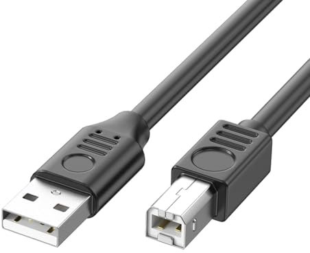 USB 2.0 Printer Connection Cable with Foil & Braid Shielding, 5 Meters for High Speed Data Transmission Reaches 90 Degree Elbow