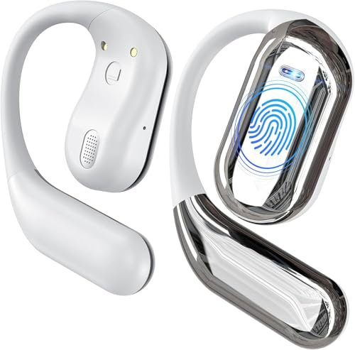 Auriculares ultra abiertos, auriculares de conducción ósea, inalámbricos, Bluetooth, impermeables, graves profundos para fitness y correr, ajuste seguro para orejas pequeñas, resistentes al sudor para