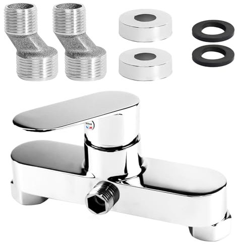 LOMUG Mischbatterie Dusche, Silber Duscharmaturen, Armatur Dusche mit Keramikventil Kern, Chrom-Wasserhahn mit G ½ Auslauf, Einhebelmischer Dusche für Badezimmer