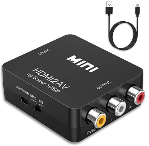 YOURKAY Convertitore da HDMI ad AV, Adattatore HDMI RCA con Cavo USB, 1080P Mini AV Composito CVBS Convertitore Video-Audio per PS3, PS4, lettore Blu-ray, Fire Stick, box Android TV, Xbox 360/One