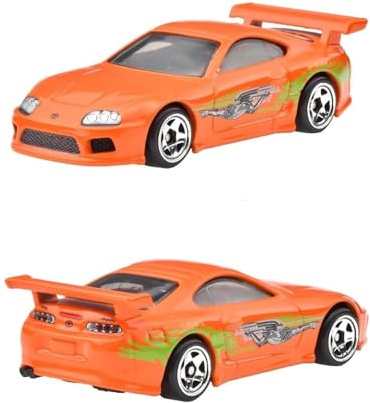 Hot Wheels Fast and Furio Brian O'Conner Auto Toyota Supra Naranja Modelo a Escala 1:64 – Longitud 7 cm – JBY30