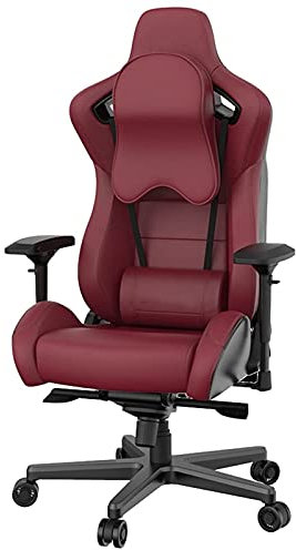 Sedia da gioco per adulti, sedia da ufficio, da corsa, per gaming, sport, girevole, in pelle, per computer e PC, con poltrona regolabile in altezza (set rosso)