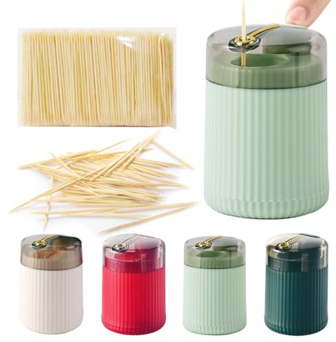 Ulawellor 4 Pezzi Porta Stuzzicadenti Automatic Toothpick Dispenser A Pressione Creativo Pop-Up Stuzzicadenti per Cucina Ristorante Hotel Festa Include Stuzzicadenti (Quattro Colori)