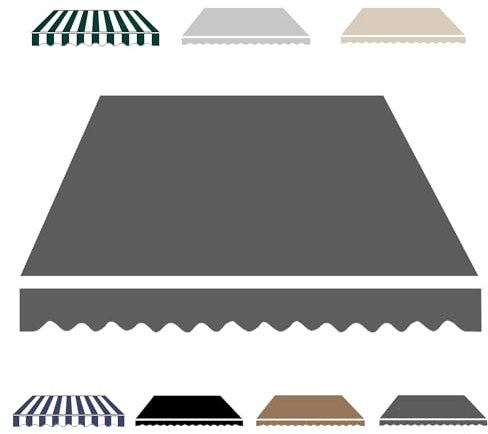 Telo per Tende da Sole Manuale 2.0m 2.5m 3.0m 3.6m 4m 5m, Tessuto di Ricambio per Tende da Sole da Giardino Esterno, Tettoia di Ricambio Retrattile per Balcone(Grigio,360x300cm)