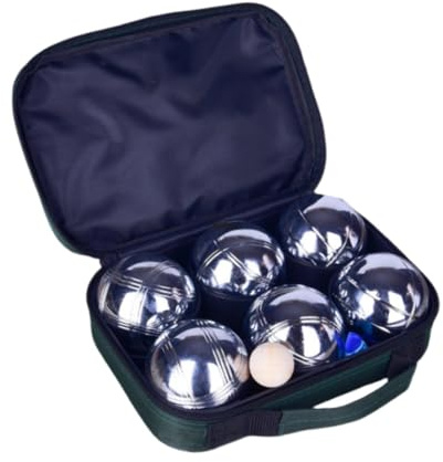 Almencla 8 Piezas Juego de Bocce Bolas Boules con Bolsa de Transporte Resistente Material Metálico Cromado Duradero Adecuado para Reuniones Familiares, 6 Piezas