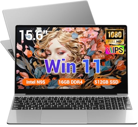 BEYNIVAN Laptop 15,6 Pouces,16GB DDR4 512GB SSD TF 1TB, N95 (hasta 3,4 GHz),Gamer Computer Notebook,Win 11,1920x1080 FHD,WiFi 5,USB 3.0,Webcam,Mini HDMI,Student/Business Laptop,Gris