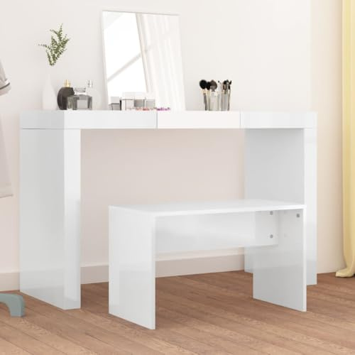 Generico Sgabello da Toeletta Bianco Lucido 70x35x45cm Legno Multistrato,Mobili,Panche,Panchette imbottite-802819