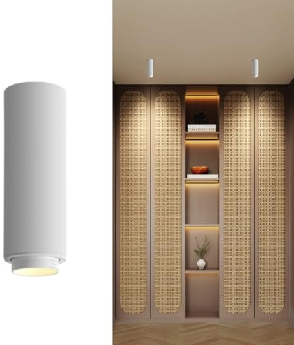 Jadssox Zoombar LED Takspot Cylinder Synlig Montering, Riktningsbelysning 7W 4000K för Accent, Strålvinkel 15°-60°, för Vardagsrum, Sovrum, Hall(White,20cm)