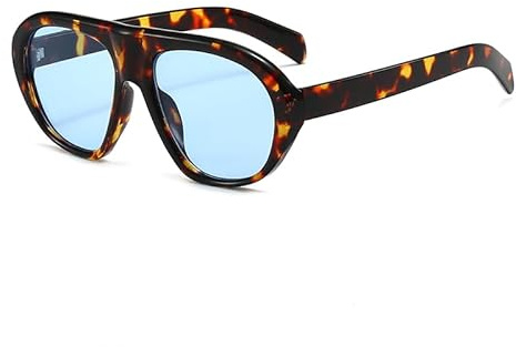 Long Keeper Retro Gafas De Sol Hombre Mujer Piloto Moda Vintage Gafas De Sol De AviacióN De Gran TamañO ProteccióN UV400 (Azul Carey)