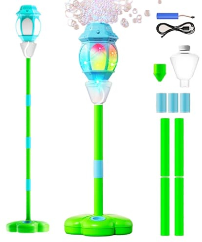 Machine À Bulles D'Extérieur sur Pied - Jouet Musical avec Lumières | Hauteur Réglable 42-96 Cm, pour Mariage, Anniversaire, Camping | Décoration Lumineuse Fête d'enfant, Réunion, Jardin, Piscine