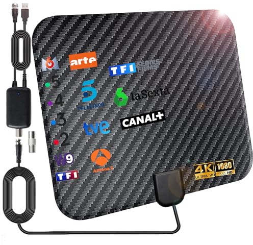 36DBI Antena de TV Interior, 200 Kilómetros Digital Antena con Amplificador