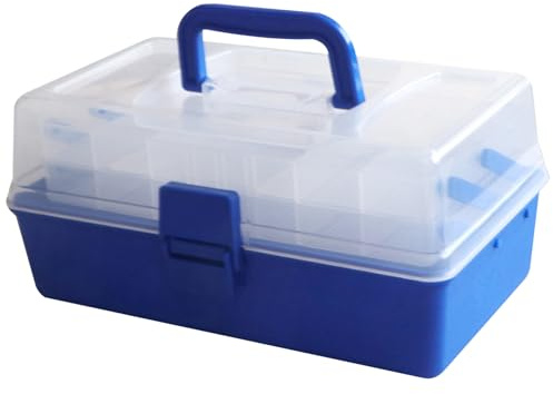 Tacklebox 29,49 x 15 x 14 cm 3-lagers stor kapacitet genomskinlig bärbar organizer med handtag, förvaringslåda för fisketillbehör