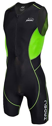ZAOSU Trisuit Z-Revolution - Tuta da triathlon da uomo con imbottitura leggera per la competizione e l'allenamento, colore: nero/verde, taglia: S