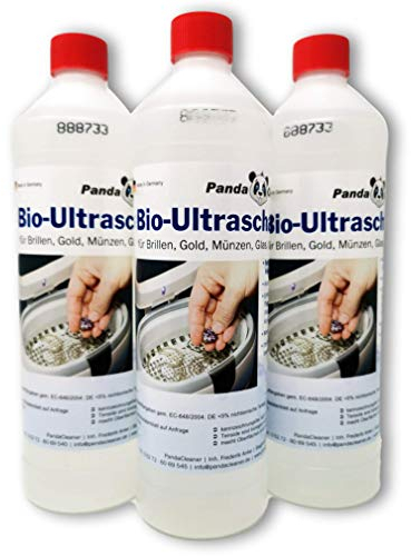 PandaCleaner Ultraschallreinigungsgerät Flüssigkeit - 3x 1L Konzentrat für Brillen, Dentalprodukte, Gold, Münzen, Glas, Uhren(wasserfest) UVM. (3000ml)
