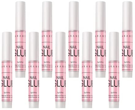 Makartt Nail Glue Extra Strong for Nail Tips, 5s Dries Quickly, 10Pcs Press on Nail Glues for Acrylic Nails and Broken Nails, Professional Super False Nail Glue Long Lasting, No Nail Lamp Needed