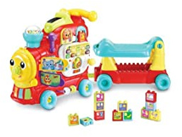 VTech - Maxiloco, Mon Trotti Train 7 en 1, Trotteur Pousseur Bébé, Porteur Évolutif, Tableau d'Éveil Interactif Détachable, Blocs de Construction Alphabet, Cadeau Bébé Dès 1 an - Contenu en Français