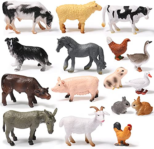 Sumind Namalu 16 Pcs Animal Figures Toys Realistic Jungle Animal Figurines Mini Learning Educational Playset Farm Cake Topper Ornaments for Easter Egg Fillers Birthday Christmas Farm Themed Party