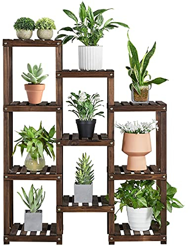 Yaheetech 7 Ebenen Blumenständer für Innen & Außen Blumenregal Holz Pflanzentreppe Draußen Pflanzenregal 93 x 30 x 115 cm