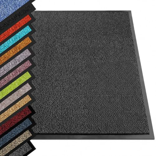 KARAT - Tapis Anti-salissures Sky - 60 x 90 cm Anthracite | Paillasson de Porte antidérapante et Entretien Facile - Tapis d'entrée, Tapis de Porte à Poils chinés