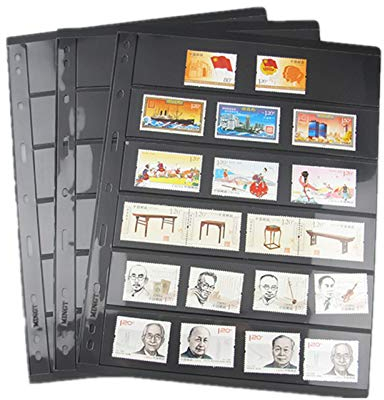 MUROAD Lot de 10 feuilles de timbres pour classeur à timbres, 6 pages pour collectionneurs, lot professionnel (6 lignes)