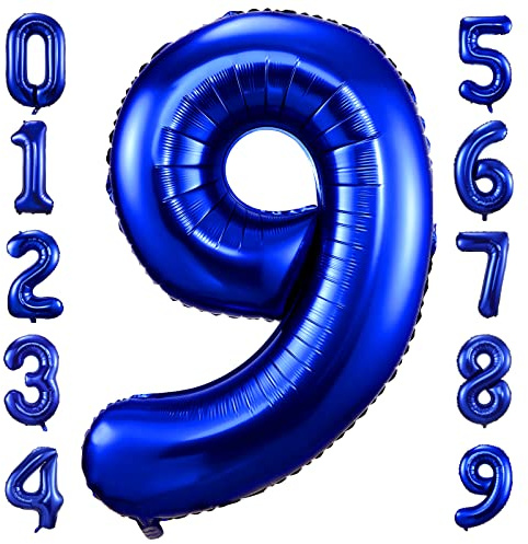 Navy Blue Number 9 Balloons,40 Inch Dark Blue 9 Birthday Balloon Large Foil Mylar Number Digital Balloons for Birthday Party Graduation Baby Shower Anniversary Decorations