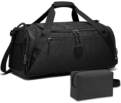 Rutiyoka 44L Groß Sporttasche & Reisetasche für Damen und Herren mit Schuhfach & Nassfach Schwimmtasche Gym Bag Duffel Weekender Bag Handgepäck Tasche Travel Bag for Sports Fitness (Schwarz)