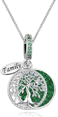 KunBead Green 18 inch Dainty Family Tree of Life Sparkling Birthday Charm Love Pendant Womens Necklace
