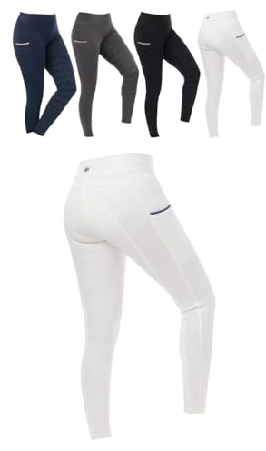 Riding World Legging d'équitation Agadir pour femme et fille | Legging d'équitation avec empiècement intégral en silicone et taille large | Pantalon d'équitation avec 2 poches pour téléphone portable