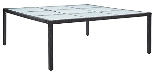 AUUIJKJF Home Items, Garten-Esstisch, Schwarz, 200 x 200 x 74 cm, Poly-Rattan, Anzugmöbel