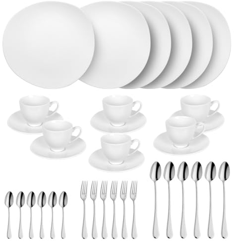 MEDARD DE NOBLAT Sven - Servicio de postre y merienda - Porcelana - Lote de 30 piezas - Blanco