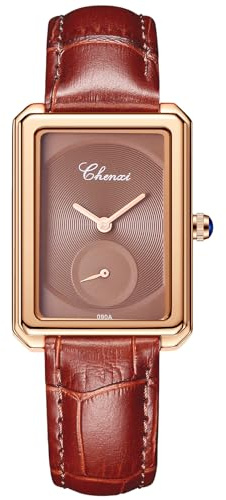 JewelryWe Orologio da Polso Analogico da Donna: Orologio Piccolo Cinturino in Pelle, Orologio Quadrato senza Numero Impermeabile Idee Regalo per lei