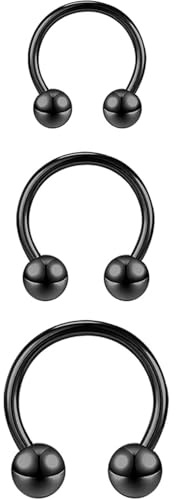LOZTBUE 3 PCS Piercing Septum Nasal Anneau Fer à Cheval Argent 16G Anneau de Nez Anneau de Piercing Septum Nasal, Hypoallergénique Forme Fer à Cheval Faux Piercing Nez