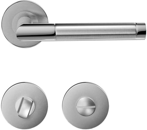 1 paket HAIFUAN dörrhandtag i rostfritt stål med badrumsknopp, dörrlåshandtagsset, dörrhandtag, dubbelfärg (S02-103BK-D)